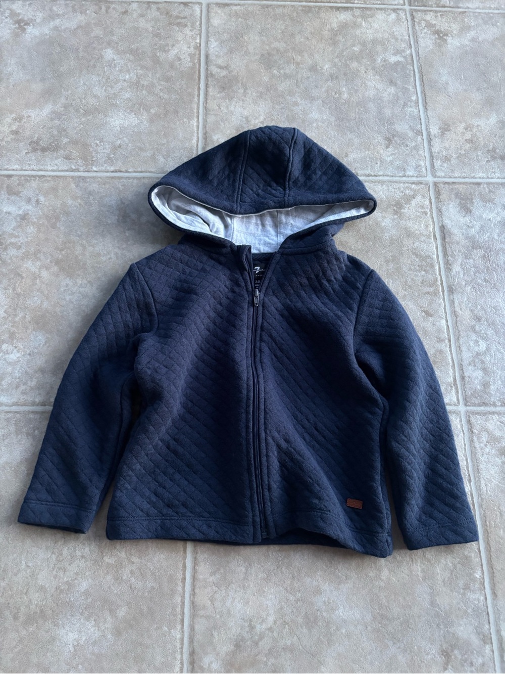 7 For All Mankind Kids Navy Quilted Hooded Jacket